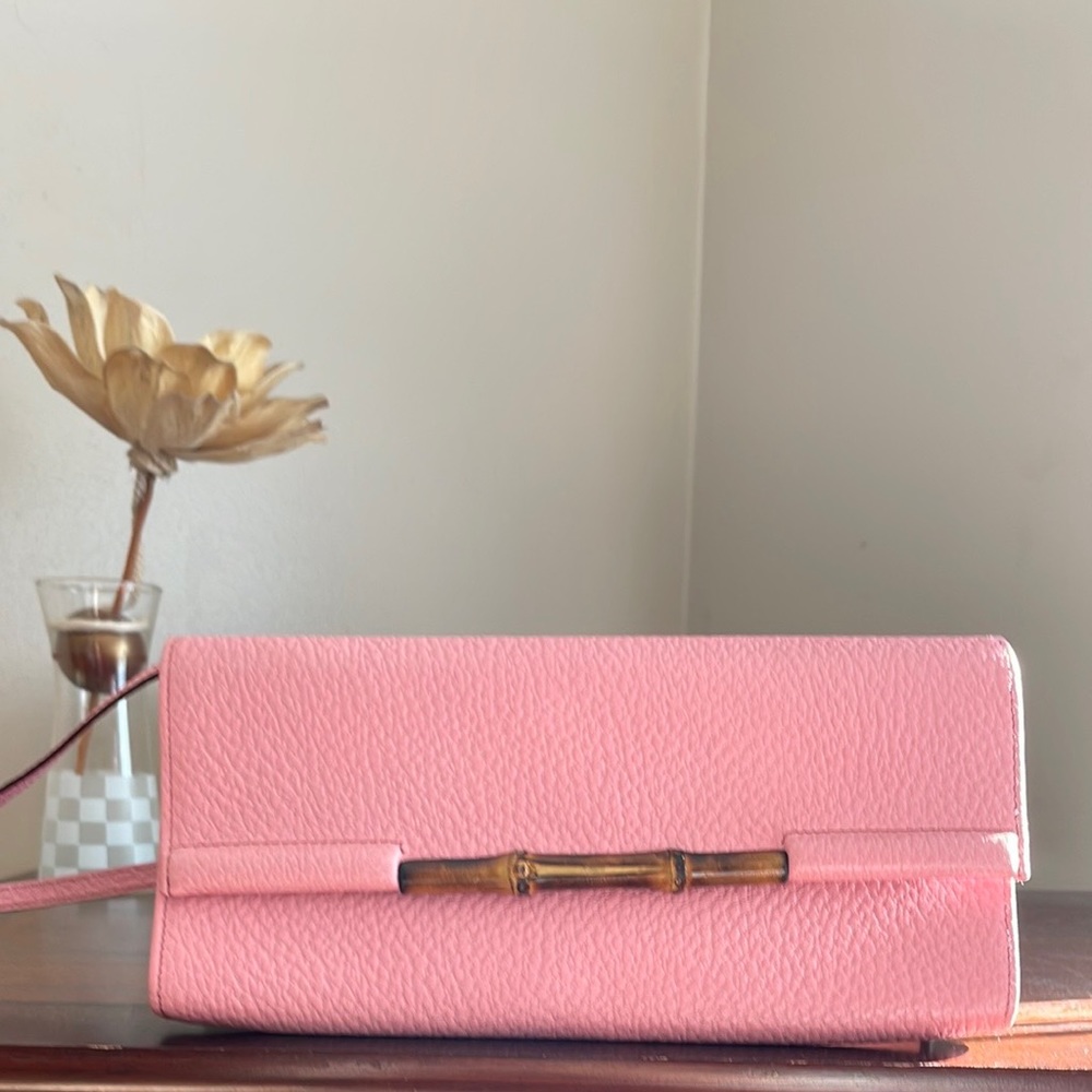 GUCCI Authentic Monogram Bamboo Clutch or shoulder bag